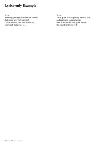 Score for ”Lyrics-only Example”